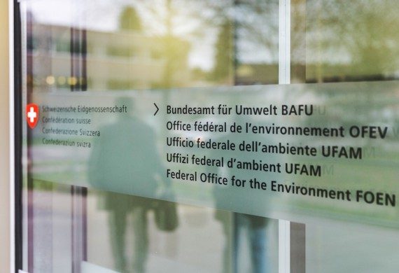 Name plate at the entrance to the Federal Office for the Environment FOEN